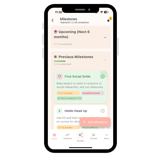 Baby Milestones feature