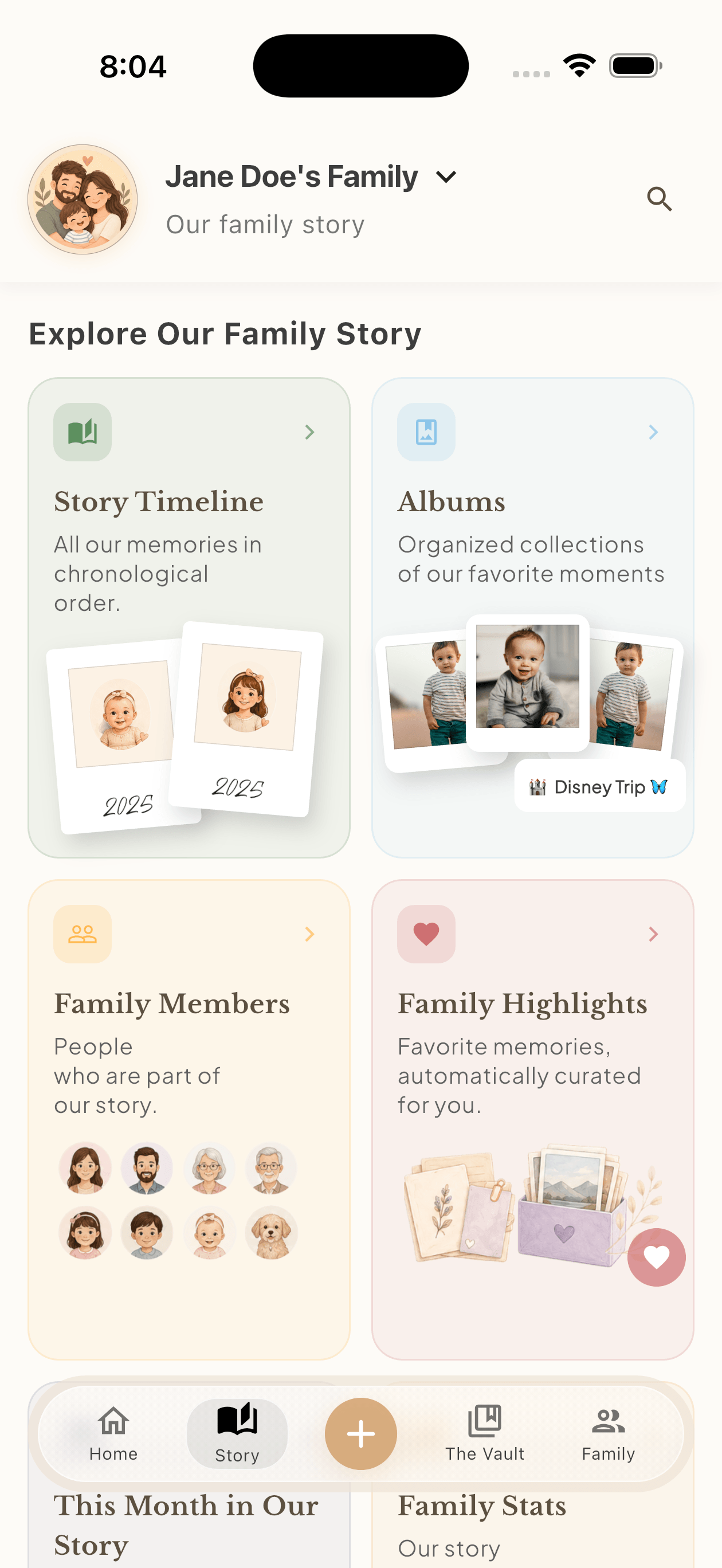 The Whole Family view in The Days We Keep app